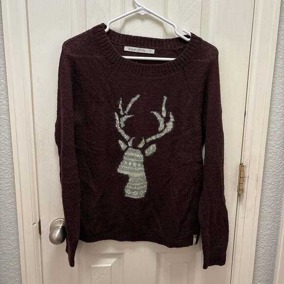 Woolrich Sweaters - Woolrich Women's Maroon Deer Graphic Pullover Sweater - Cozy & Stylish, Size S/P